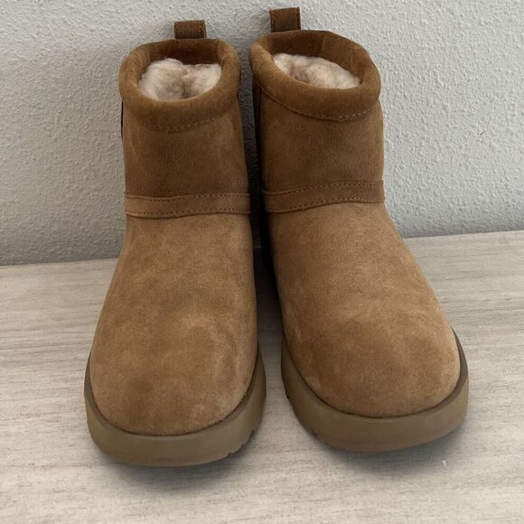 UGG 1019643 Australia Women Sz 6.5 Classic Mini Waterproof Boots Chestnut - Picture 2 of 10